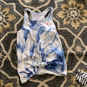 Blue and white tie dye tank top